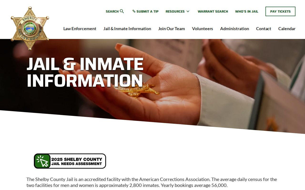 Shelby County recent arrest jail facility and roster information