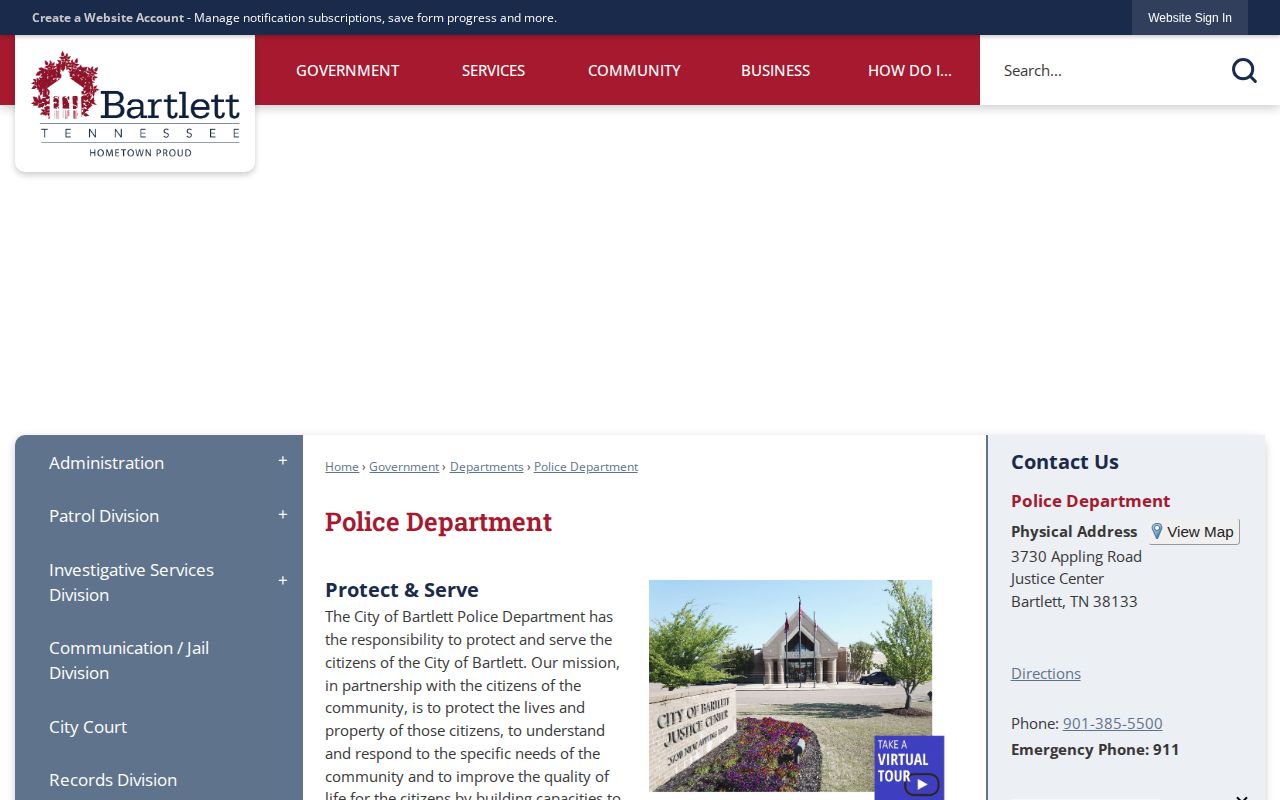 Bartlett Police address and recent arrest contact information