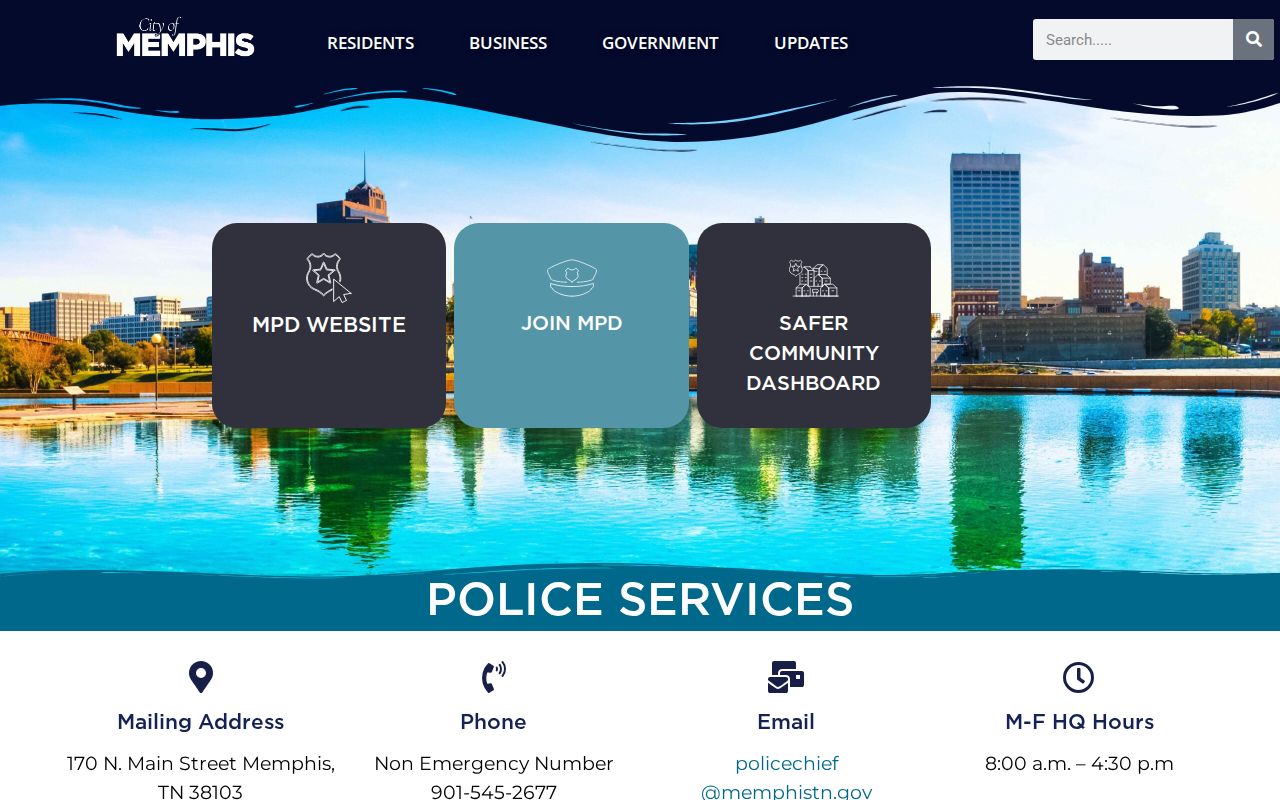 Memphis Police official contacts for recent arrest records