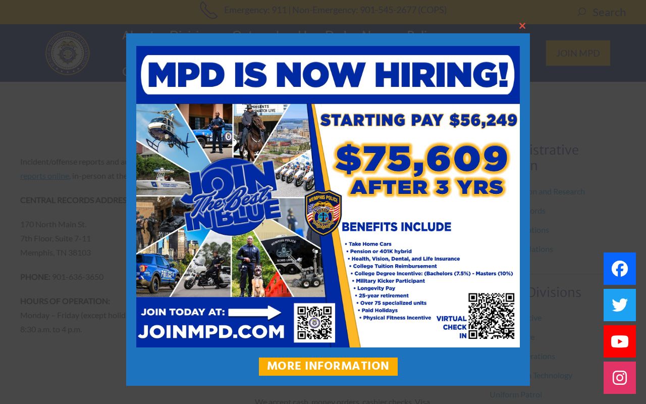 Memphis recent arrest report and photo request methods